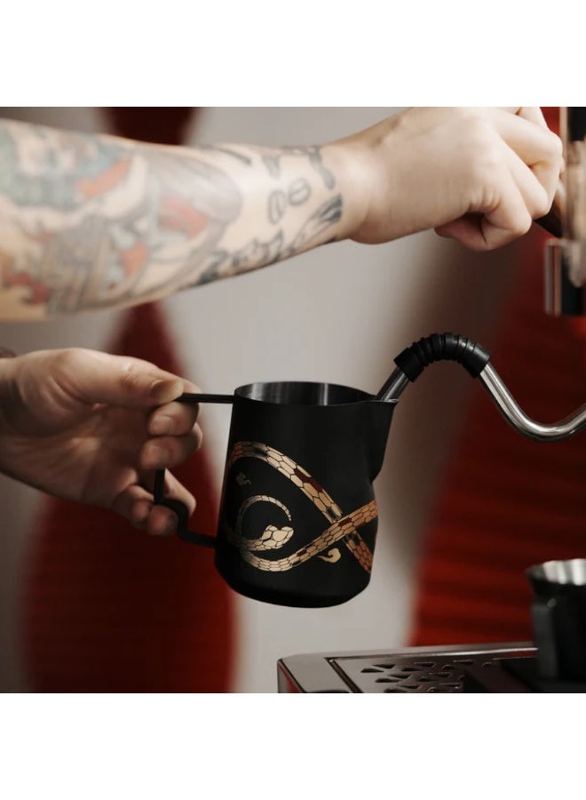 MHW-3BOMBER Turbo Milk Pitcher Serpent Collection, Snake Edition - 450 ml Stainless Steel Latte Art Pitcher with Eagle Beak Shape Spout, Ergonomic Handle, Professional Barista Latte Art Pitcher - Image 2